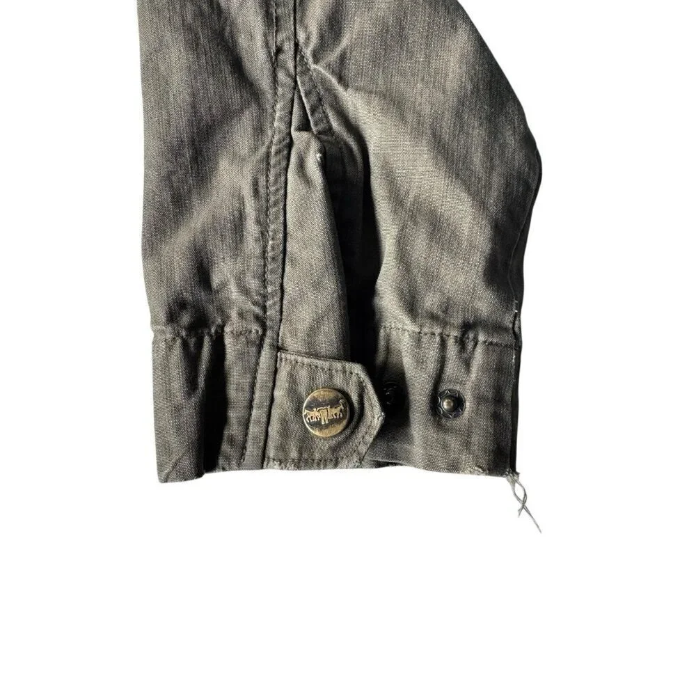 Vintage Levi’s Men's Sz M Olive Green Military Jacket Full Zip Front Zip Hood